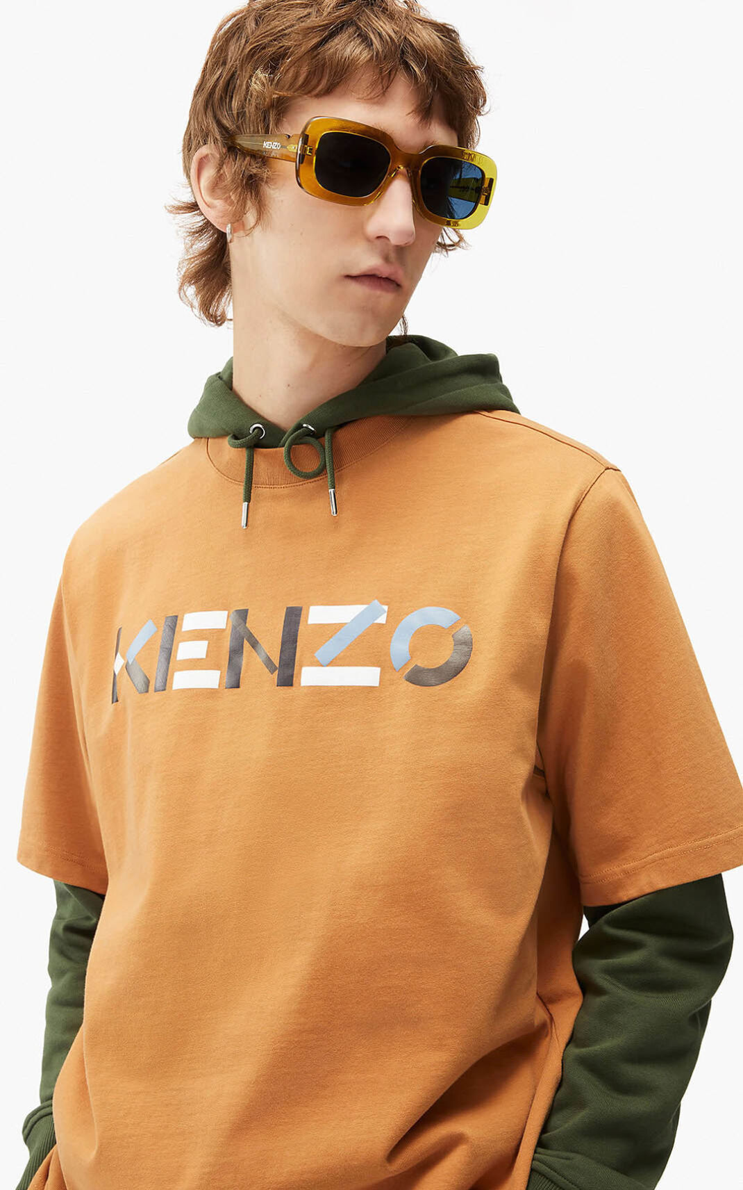 Kenzo Multicoloured oversize Logo Tişört Erkek Kahverengi | 3746-TFEDU